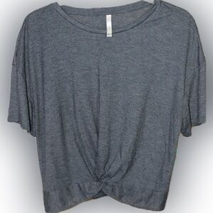 LLD Charcoal Short Sleeve Twist-Front Cropped T